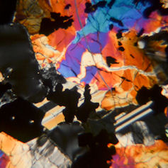 Close up of colourful microscopic samples
