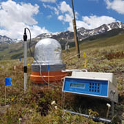 Soil analytical equipment sat in a field.