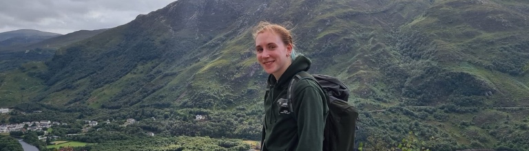 Student trekking in mountains 